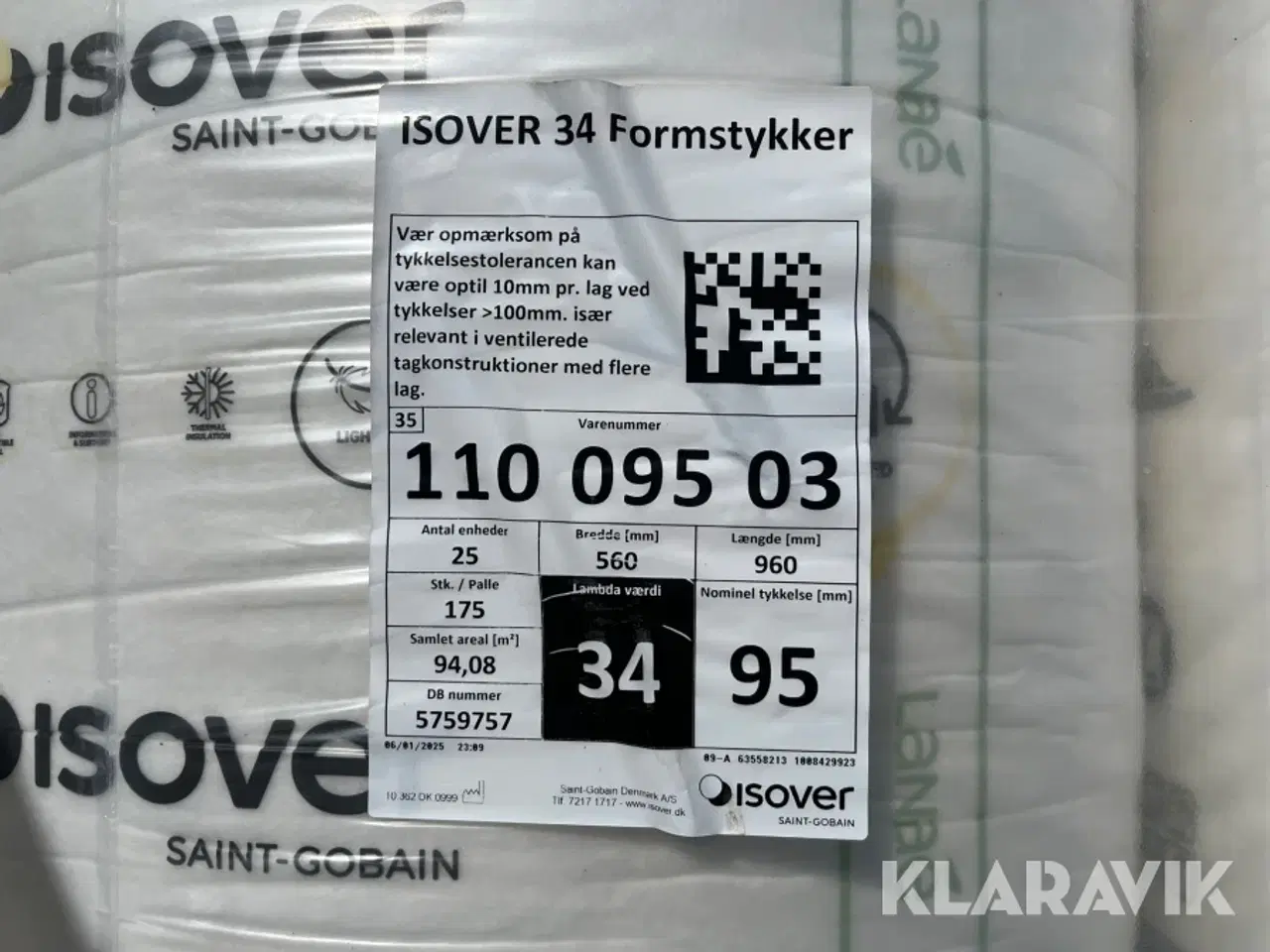 Billede 5 - Isolering Isover Formstykker lamda 34 25 pakker