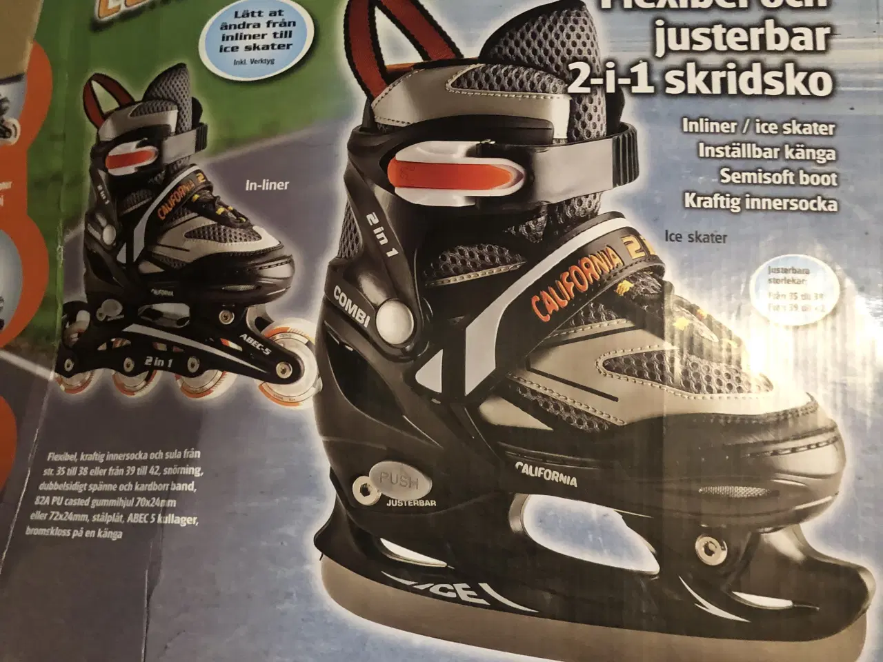 Billede 1 - 2i1 isskøjter og rulleskøjter