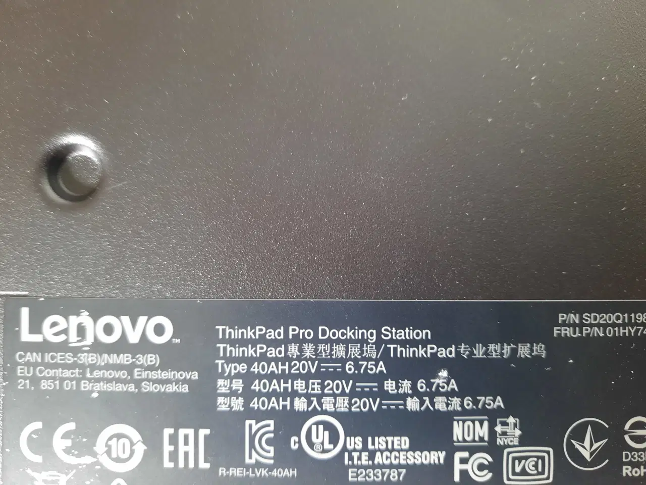 Billede 2 - Docking station med strømforsyning til Lenovo pc