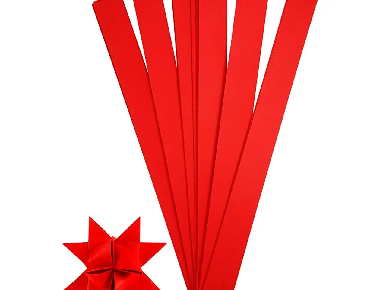 Billede 1 - Stjernestrimler, L: 73 cm, B: 25 mm, diam. 11,5 cm, rød, 100strimler/ 1 pk.