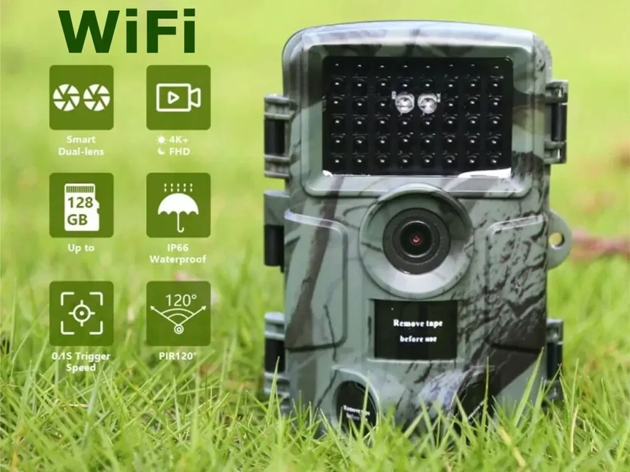 Billede 1 - Vildtkamera med 2" farveskærm, 4K Video og WiFi.