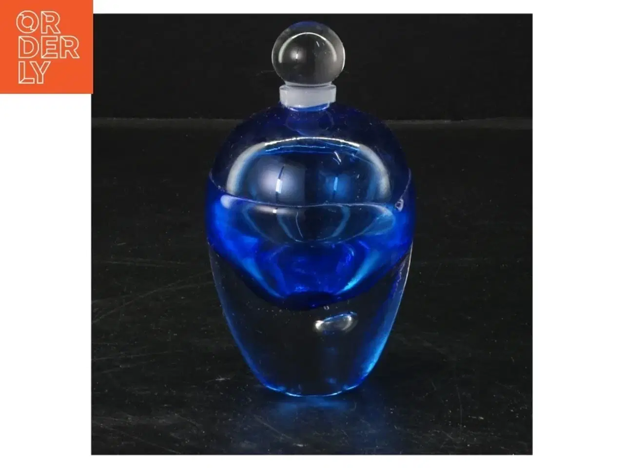 Billede 1 - Blå glasflaske med prop (str. 11x6 cm)