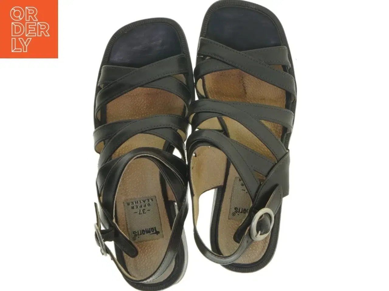 Billede 5 - Sorte lædersandaler, str. 37 fra Tamaris (str. 37 )