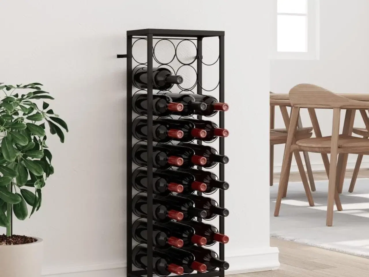 Billede 1 - Vinreol til 27 flasker 34x18x100 cm smedejern sort