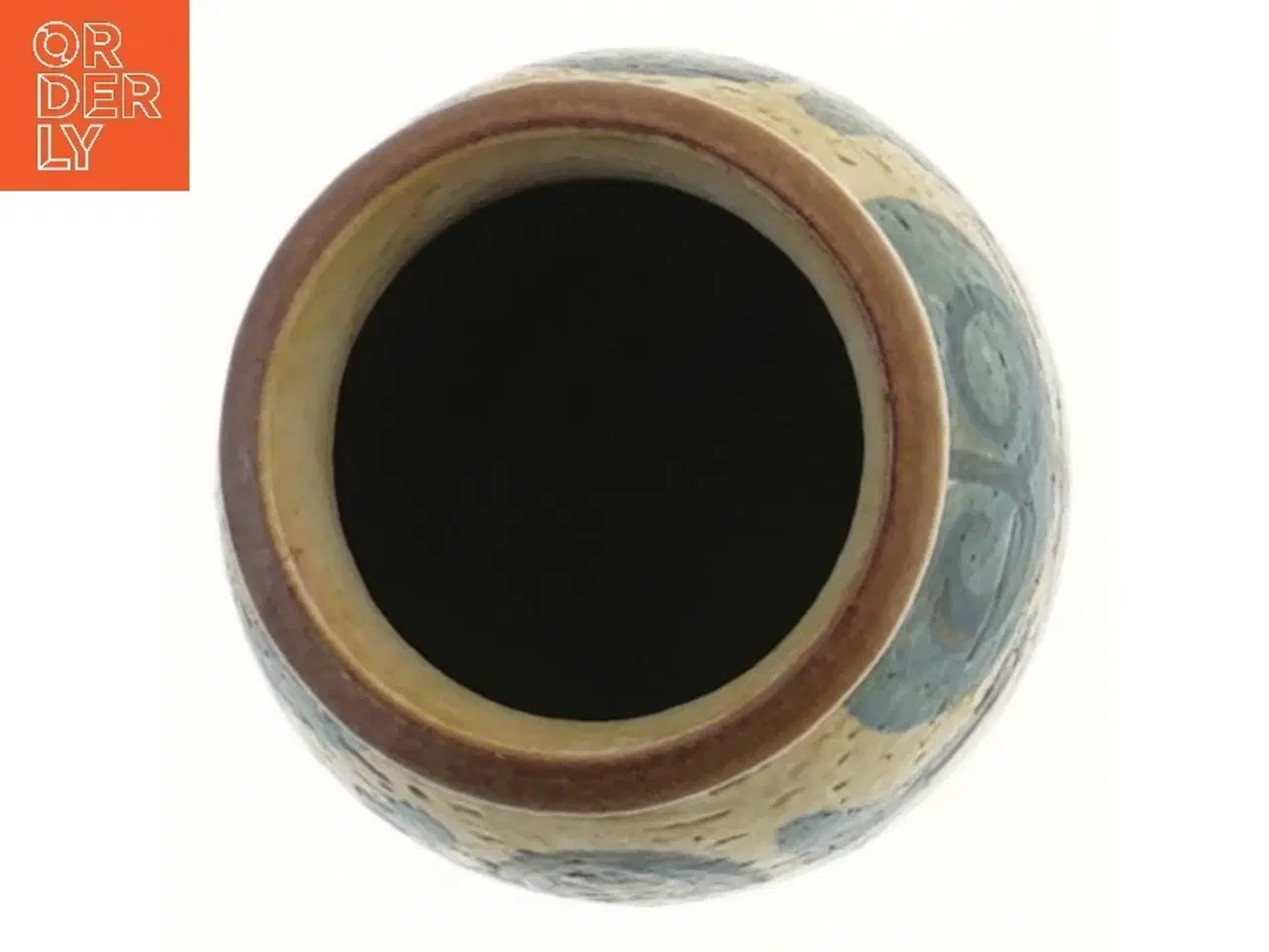 Billede 3 - Keramisk vase med blå dekoration (str. 11 cm)