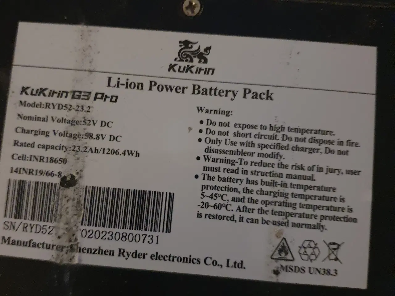 Billede 4 - Kugoo Kirin G3 Pro løbehjulsbatteri