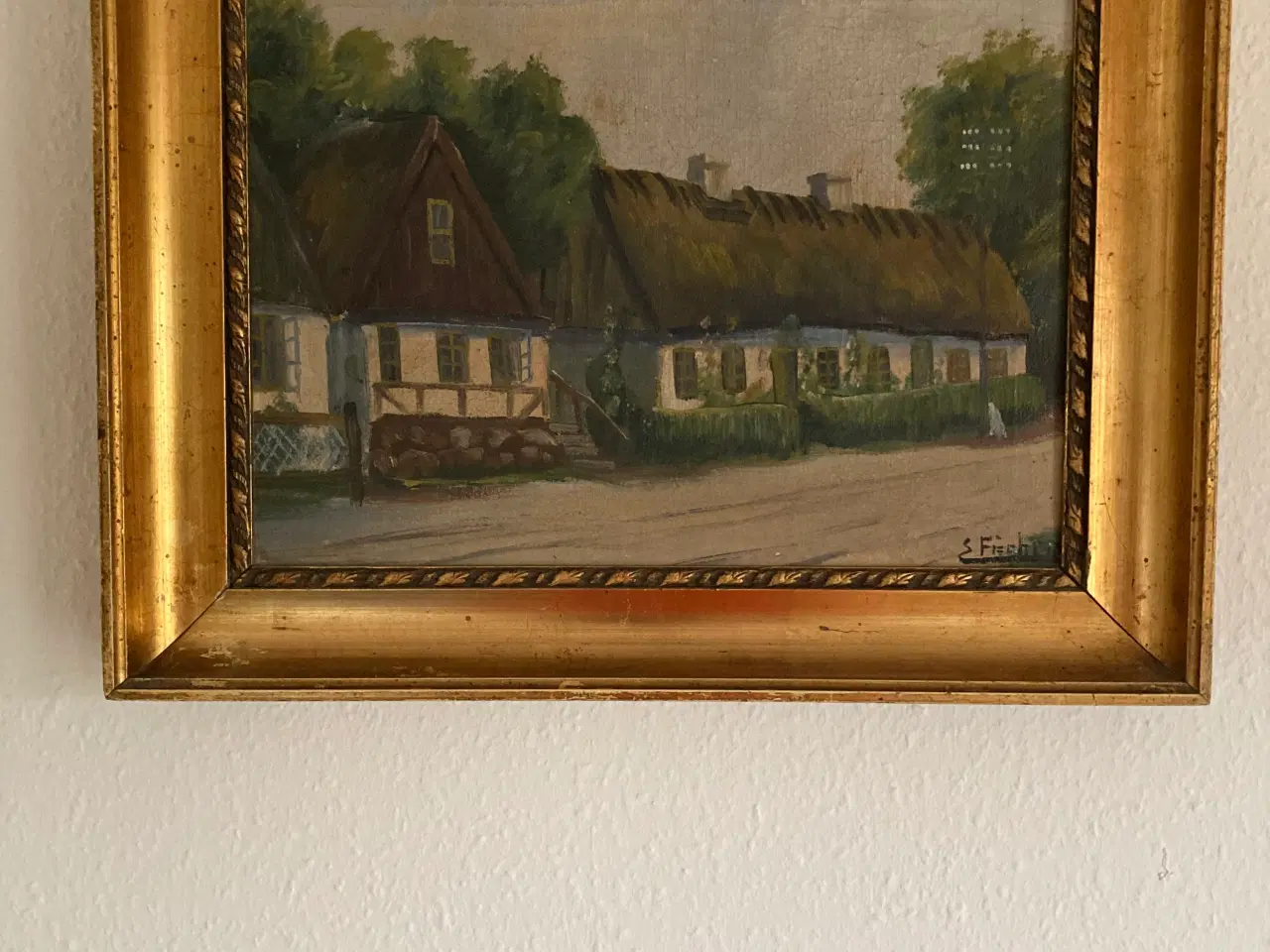 Billede 2 - Maleri af stråtækt ved vej