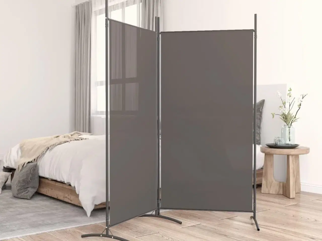 Billede 1 - 2-panels rumdeler 175x180 cm stof antracitgrå