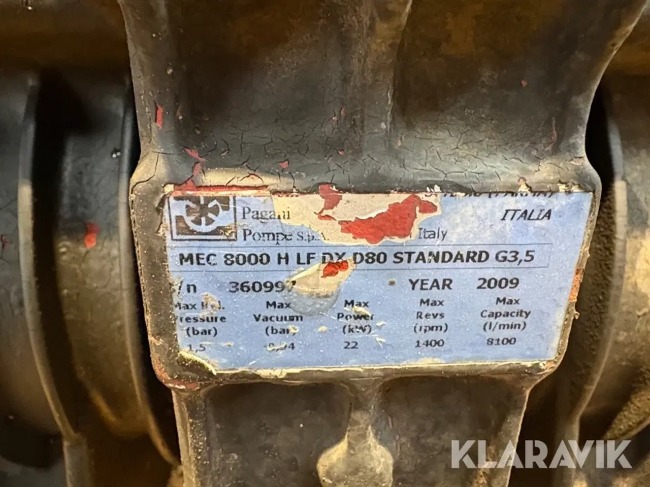 Billede 10 - Vacum pumpe Pagani MEC 8000 H LF DX D80