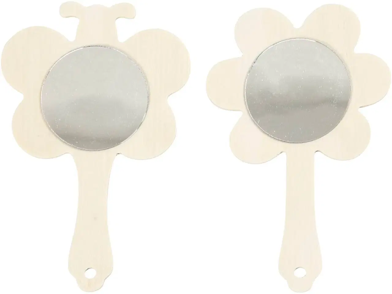 Billede 1 - Sæt med 2 håndspejle i lyst træ - Sommerfugl & Blomst