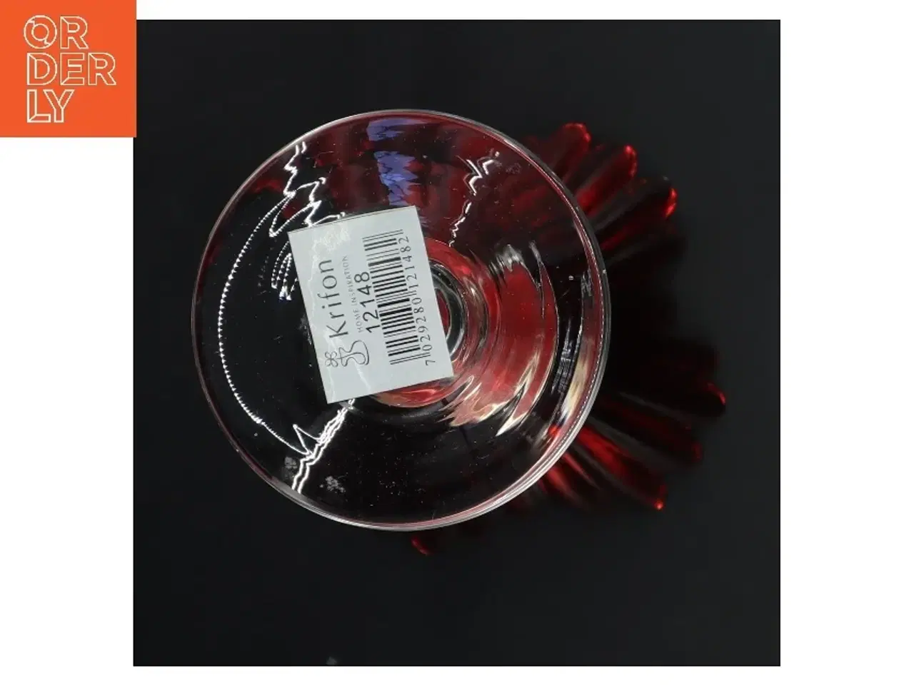 Billede 2 - Rød glasvase på fod fra Krifon (str. 11x20 cm)