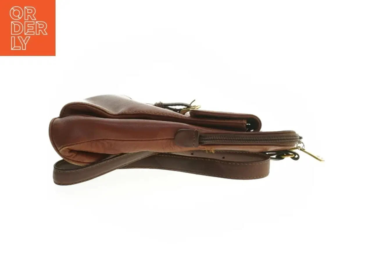 Billede 3 - Lille brun lædertaske (str. 25x19 cm)