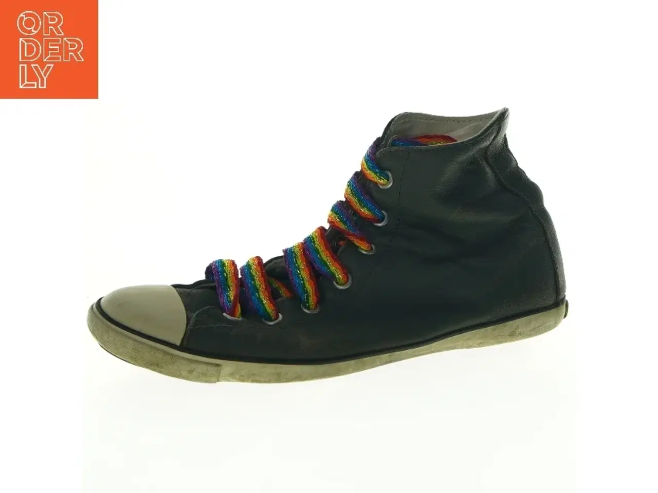 Billede 1 - Converse sneakers med regnbuefarvede snørebånd fra Converse (str. 5,5)