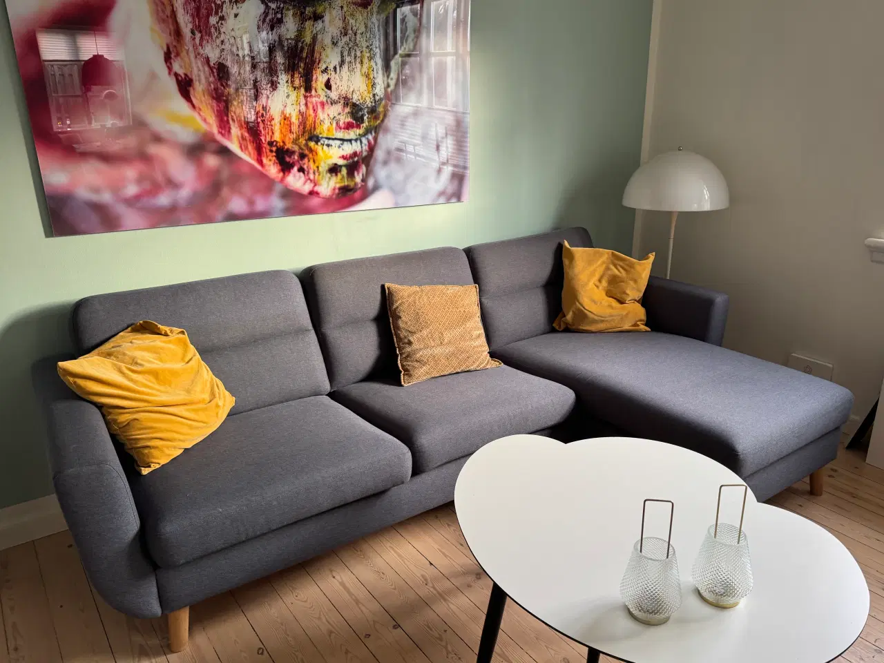 Billede 2 - Velholdt gråblå sofa