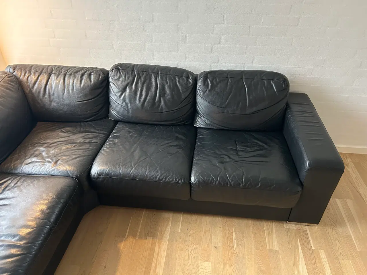 Billede 3 - Hjørnelædersofa med chaiselong 