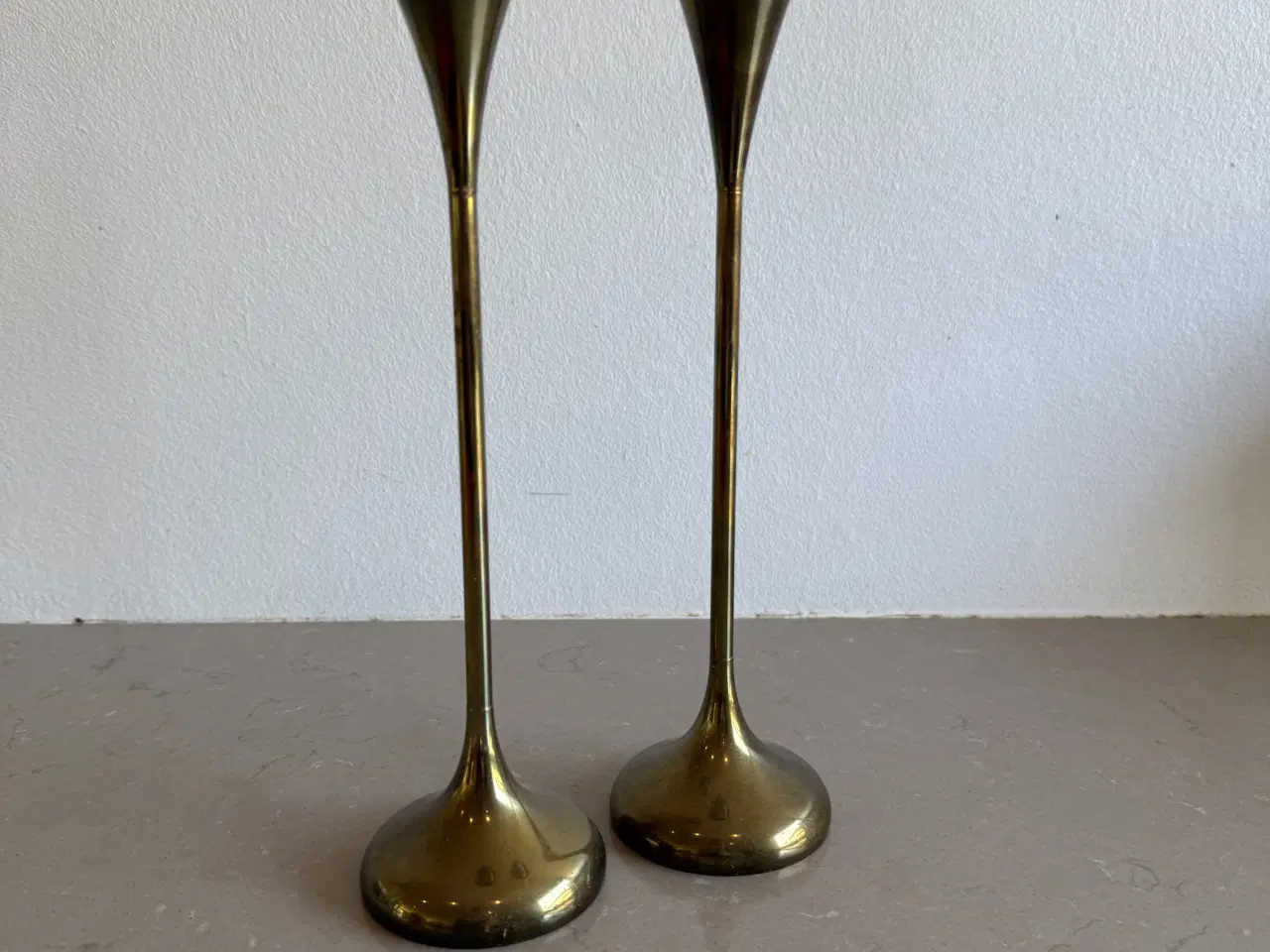 Billede 1 - Messinglysestager 2 stk, antik 