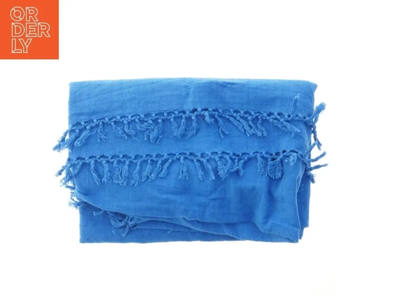 Billede 1 - Blå dug med frynser (str. 170x140 cm)