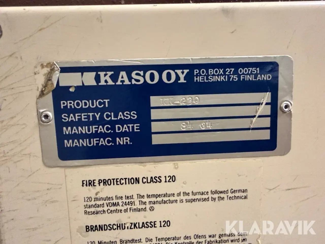 Billede 11 - Pengeskab KASO OY KKS-230