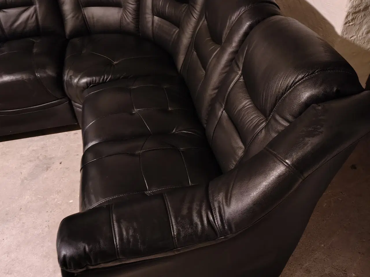 Billede 5 - Sort læder hjørnesofa 