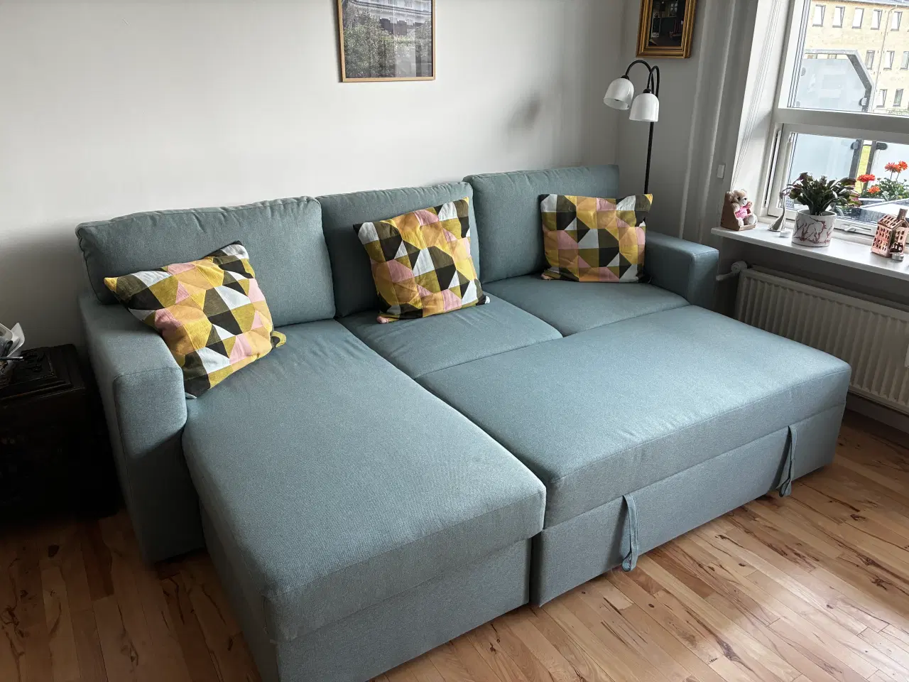 Billede 3 - Båsløv 3p sovesofa m/Chais Tibbleby lys turkisgrå
