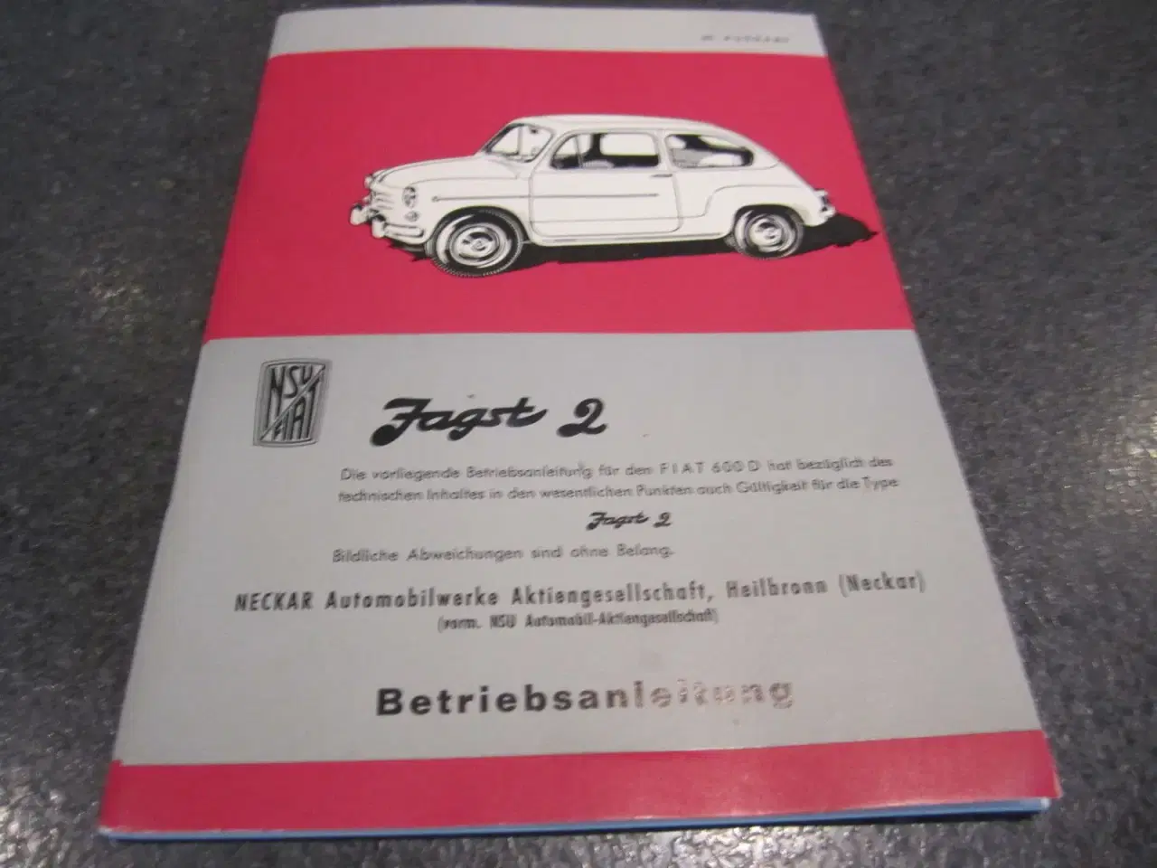 Billede 1 - Instruktionsbog NSU Fiat