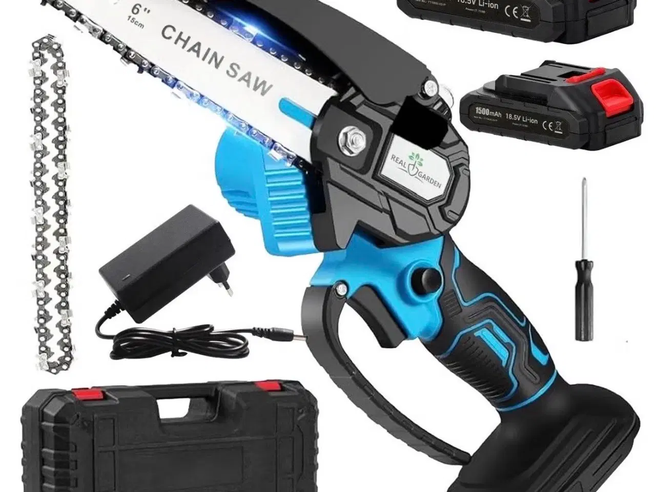 Billede 1 - Kædesav med 2 batterier i kuffert