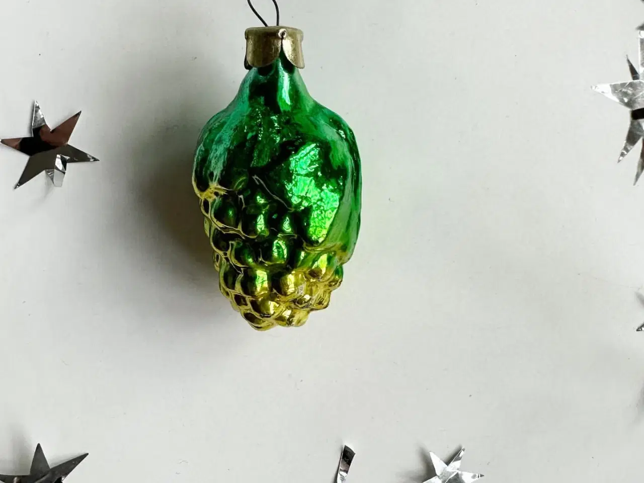 Billede 3 - Vintage julekugle, grøn drue med grøn bemaling