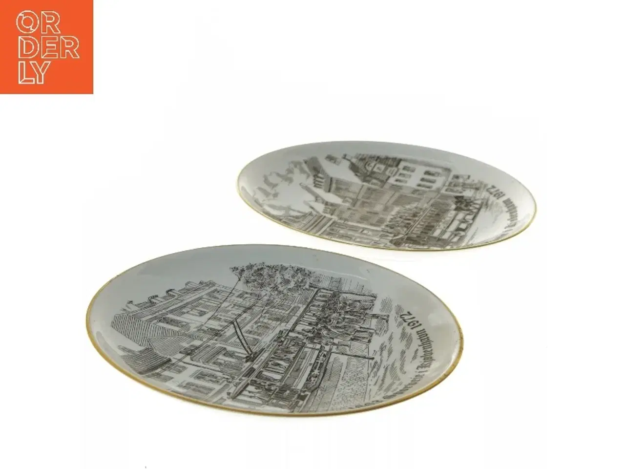 Billede 3 - Dekorative tallerkener med sporvognsmotiver fra Bing Og Grøndal (str. Ø 18 cm)