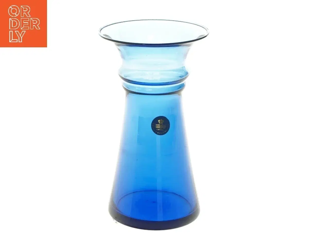 Billede 1 - Blå glasvase fra Royal Copenhagen fra Royal Copenhagen (str. 16,5 cm)