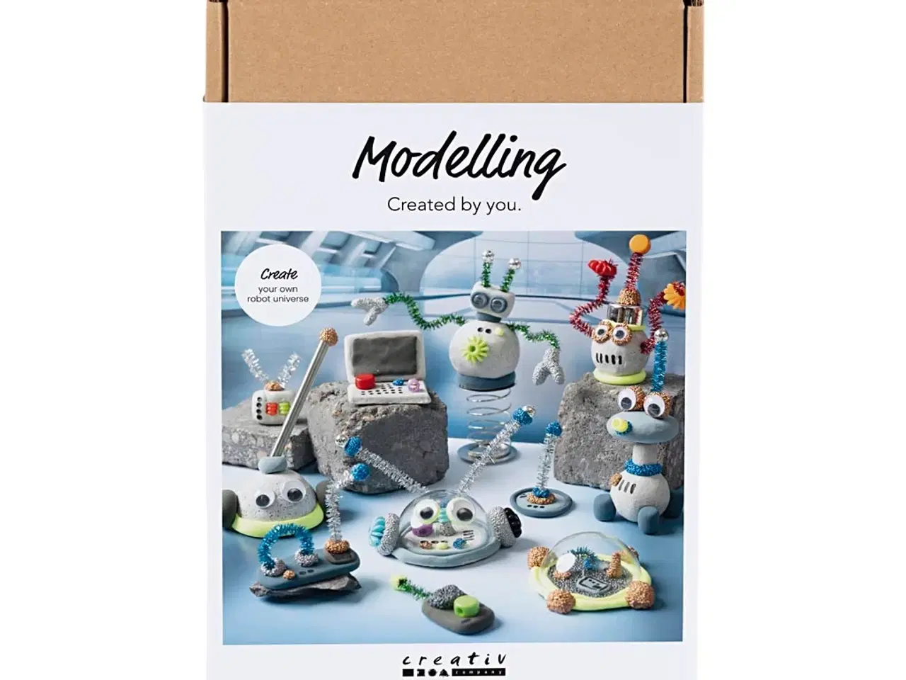 Billede 1 - DIY Kit Modellering, Robot, blå, grå, rød, forsølvet, 1 pk.