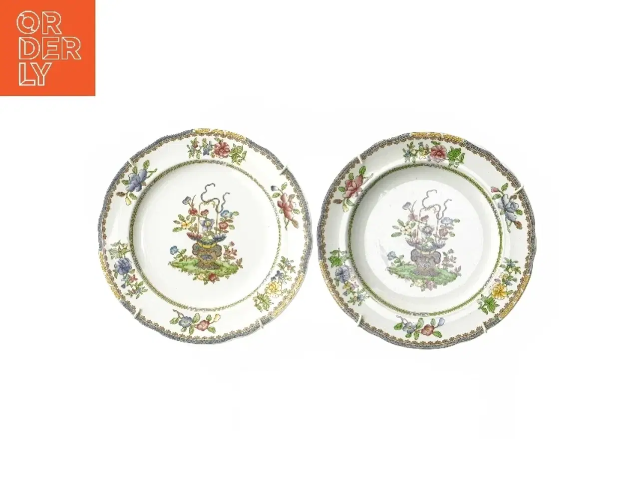 Billede 1 - Porcelænstallerkener med blomsterdesign (str. Ø 23 cm)