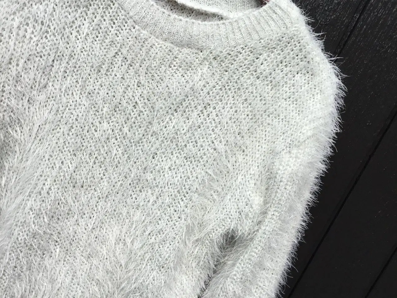 Billede 7 - Flot hvid strik sweater striktrøje str. S/M strikk