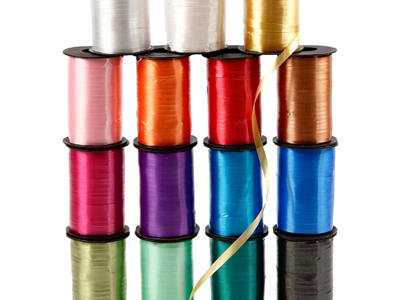 Billede 1 - Gavebånd, B: 10 mm, blank, ass. farver, 15x250m/ 1 pk.