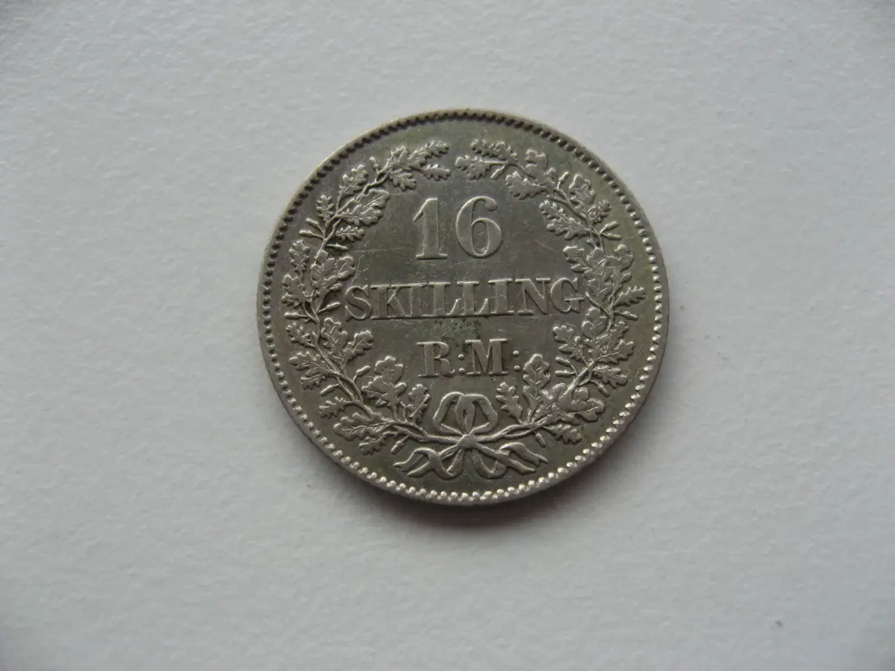 Billede 2 - Særdeles flot 16 Skilling Sølv 1857