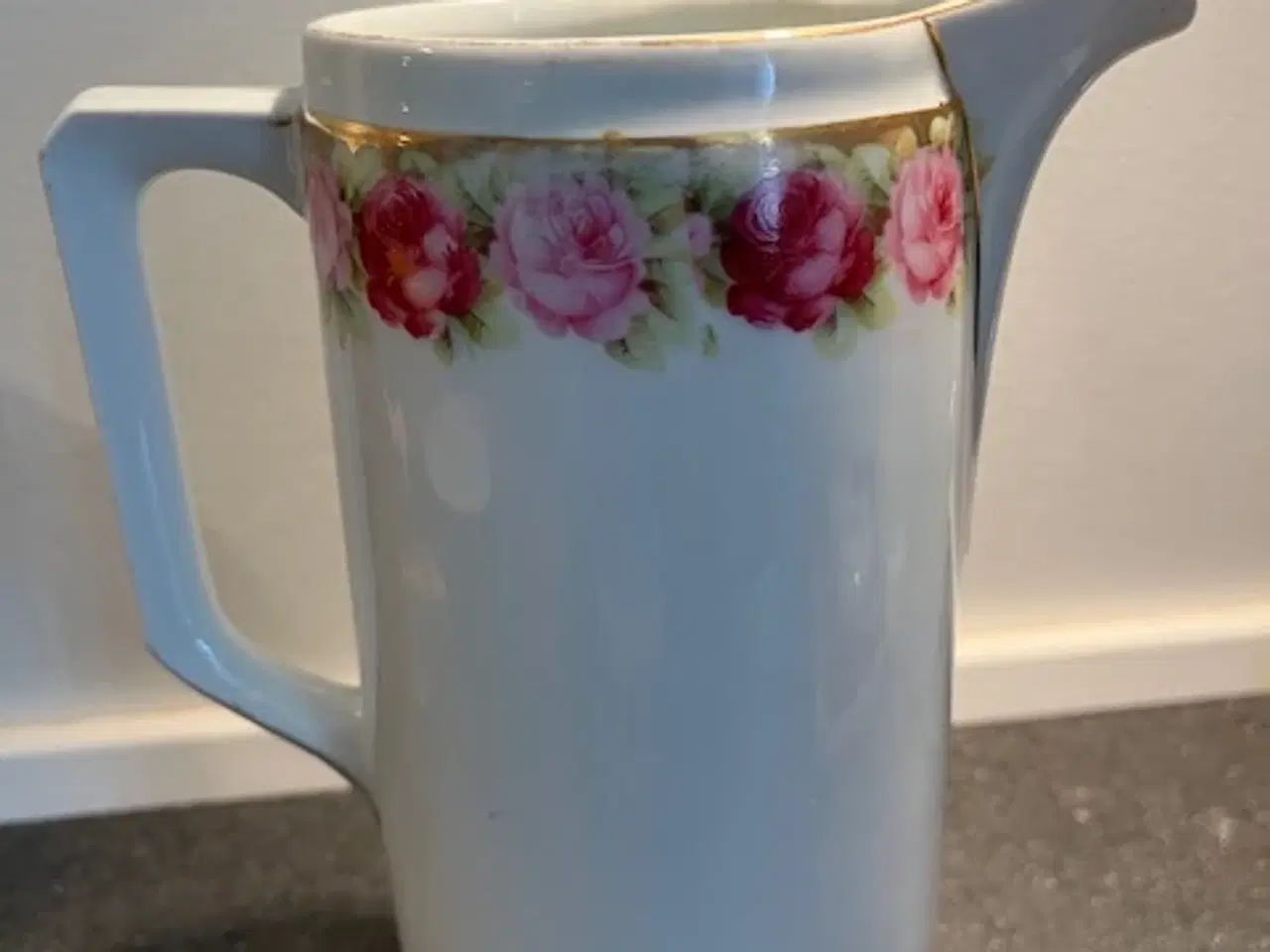 Billede 1 - Vintage porcelænskande med rosendekor – Tysk kvali