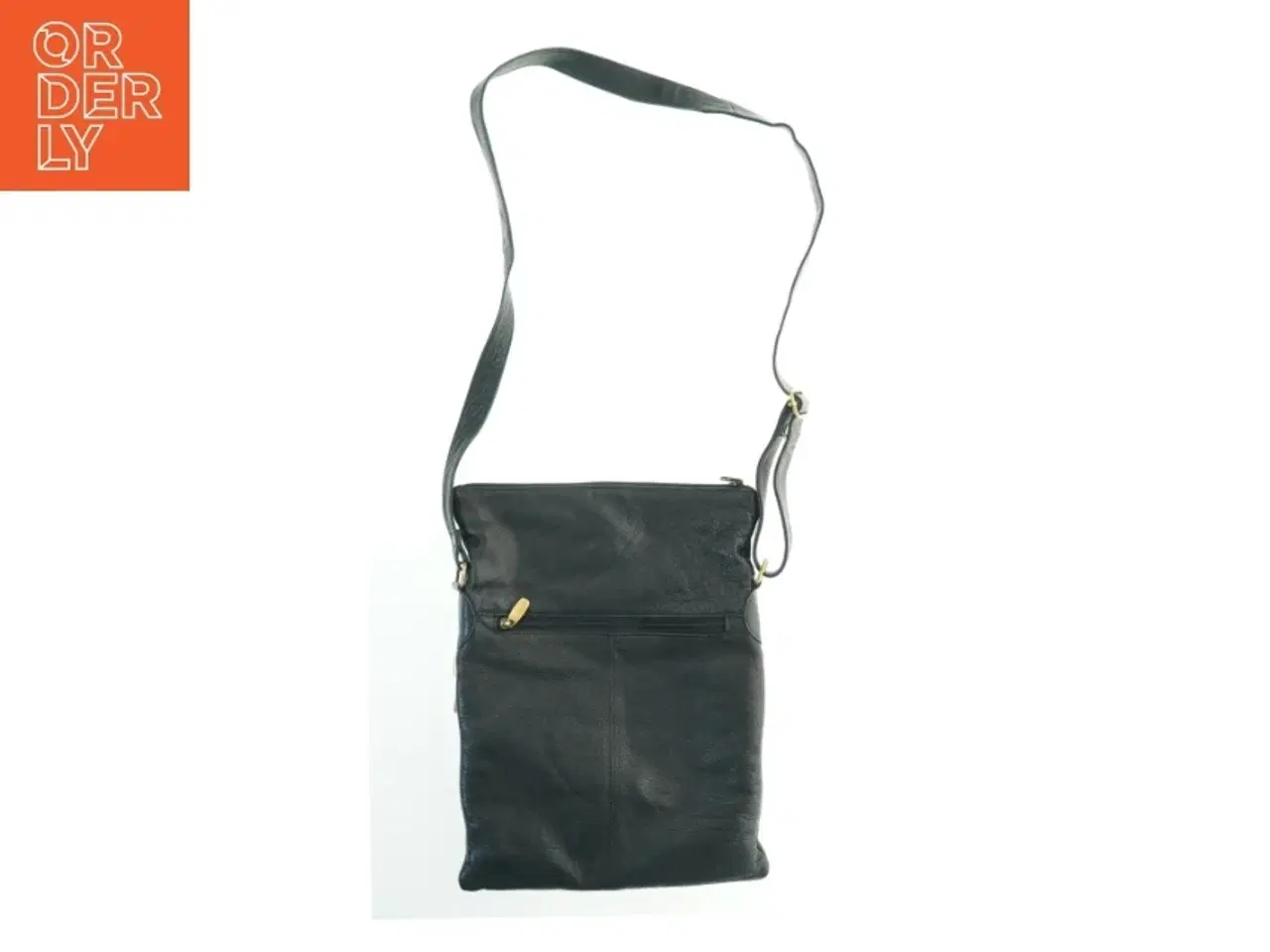 Billede 2 - Sort skuldertaske i blødt læder (str. 38x30 cm)