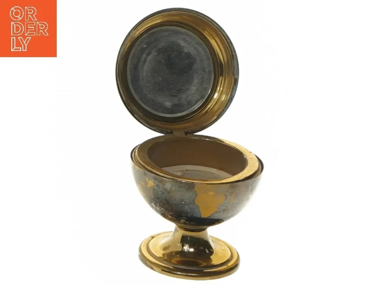 Billede 4 - Vintage pudderdåse på fod, formet som globus (str. 8 cm)