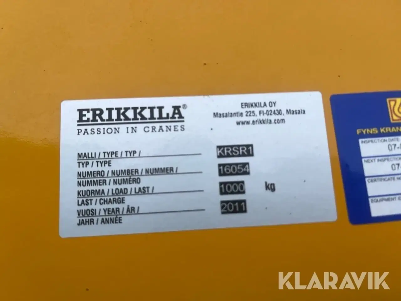 Billede 7 - Traverskran Erikkila KRSR1 1000kg