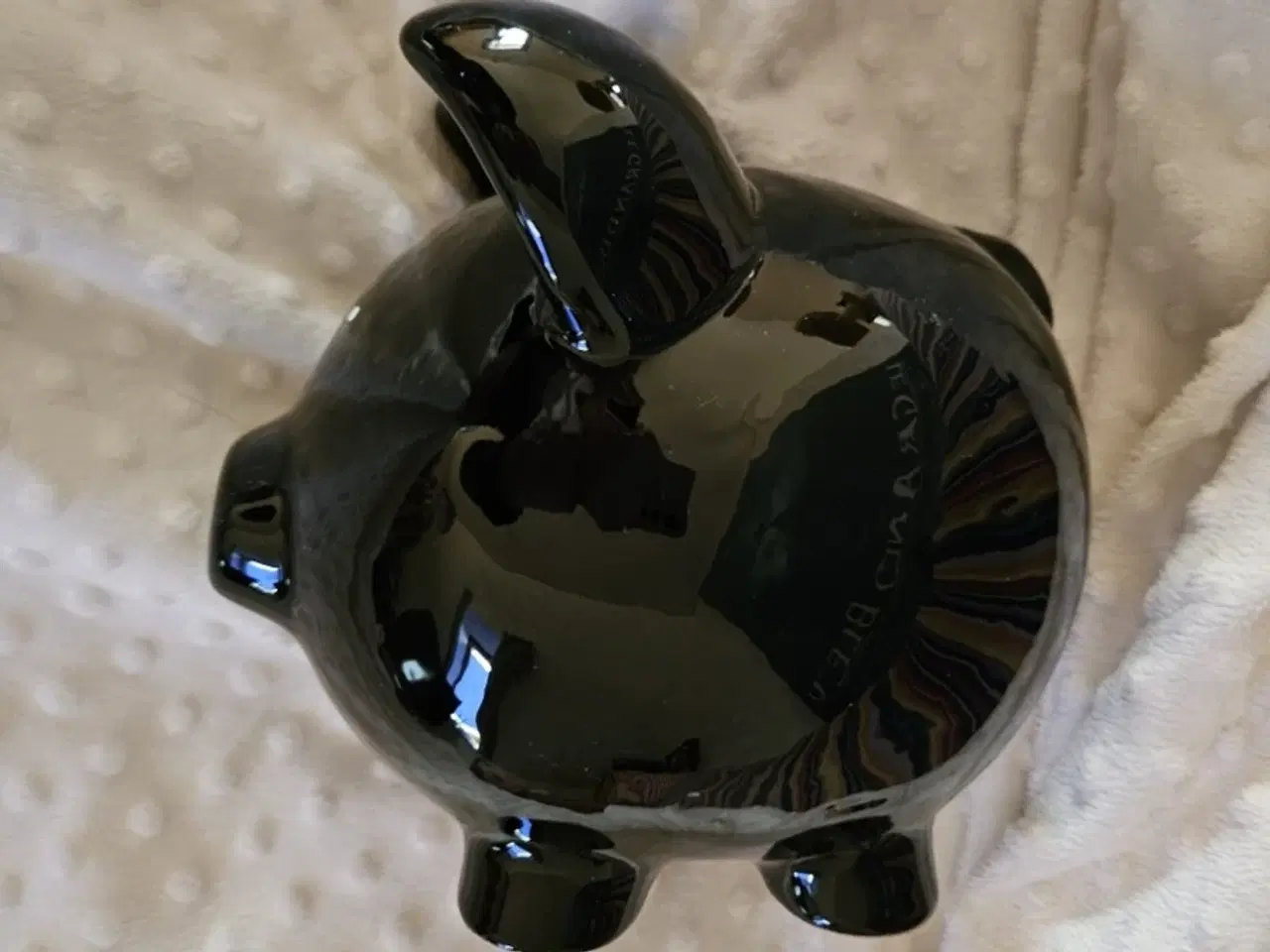 Billede 4 - Sort sparegris med intakt prop i bunden