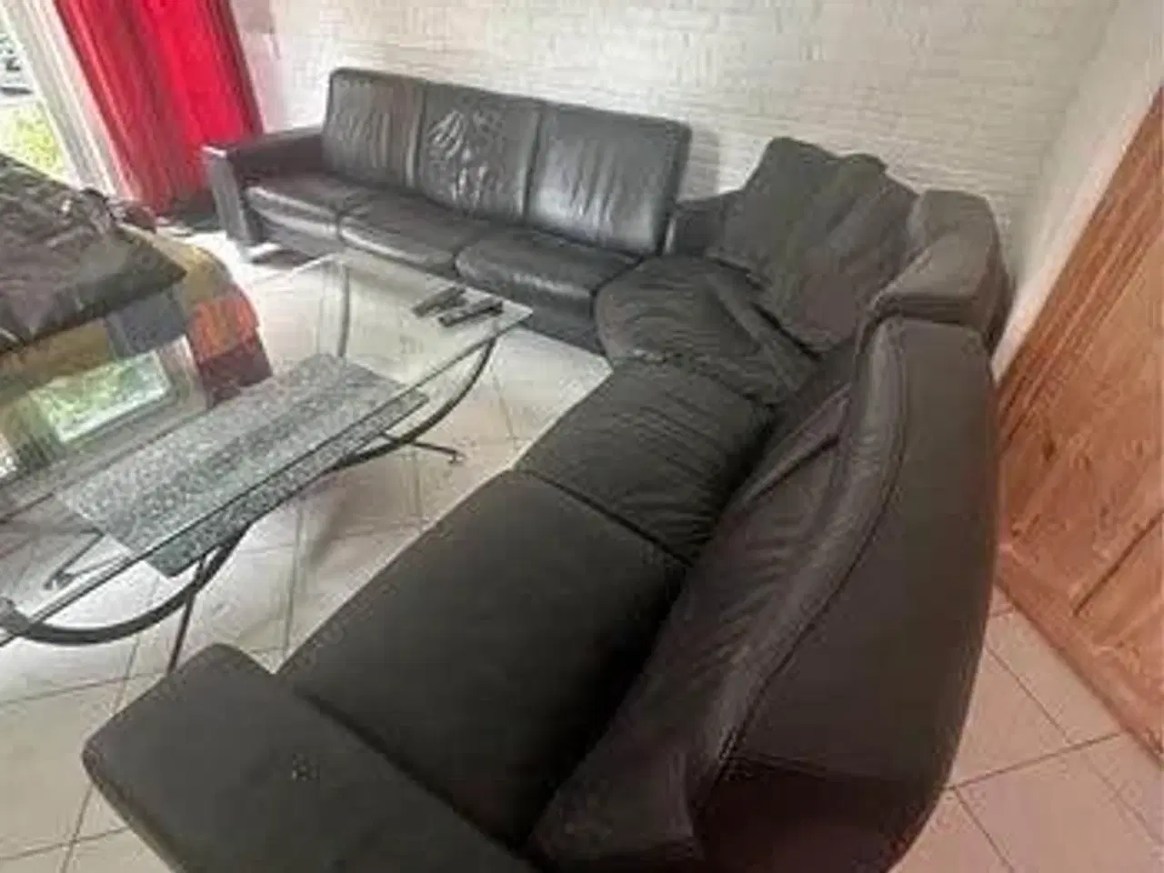 Billede 1 - Stressless hjørnesofa i sort læder