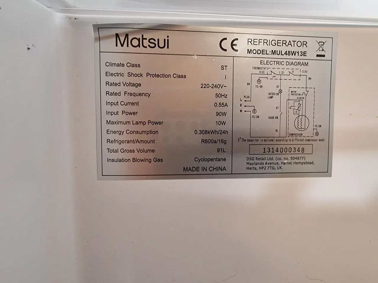 Billede 3 - Matsui køleskab 