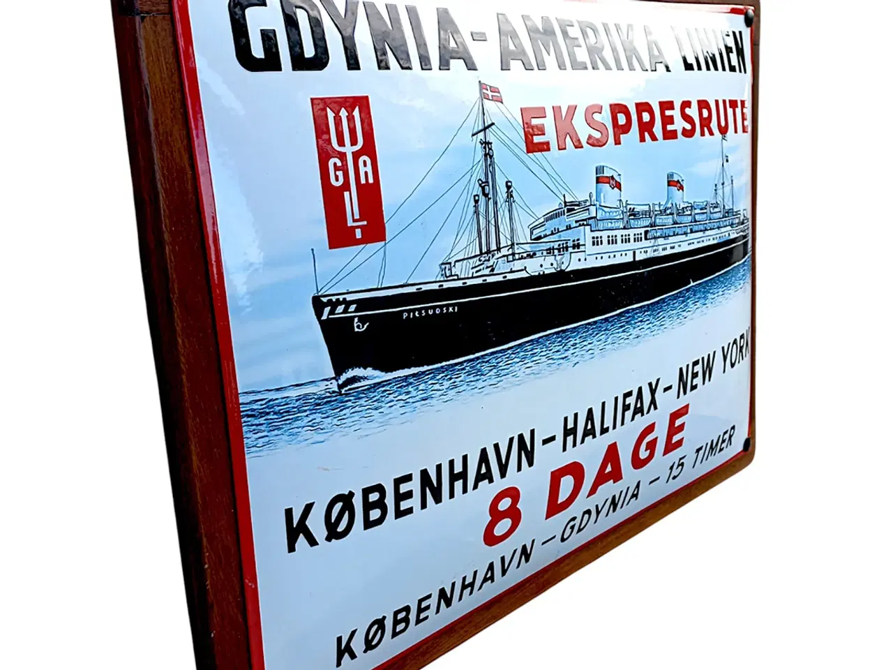 Billede 4 - Stort retro emaljeskilt Gdynia-Amerika Linien