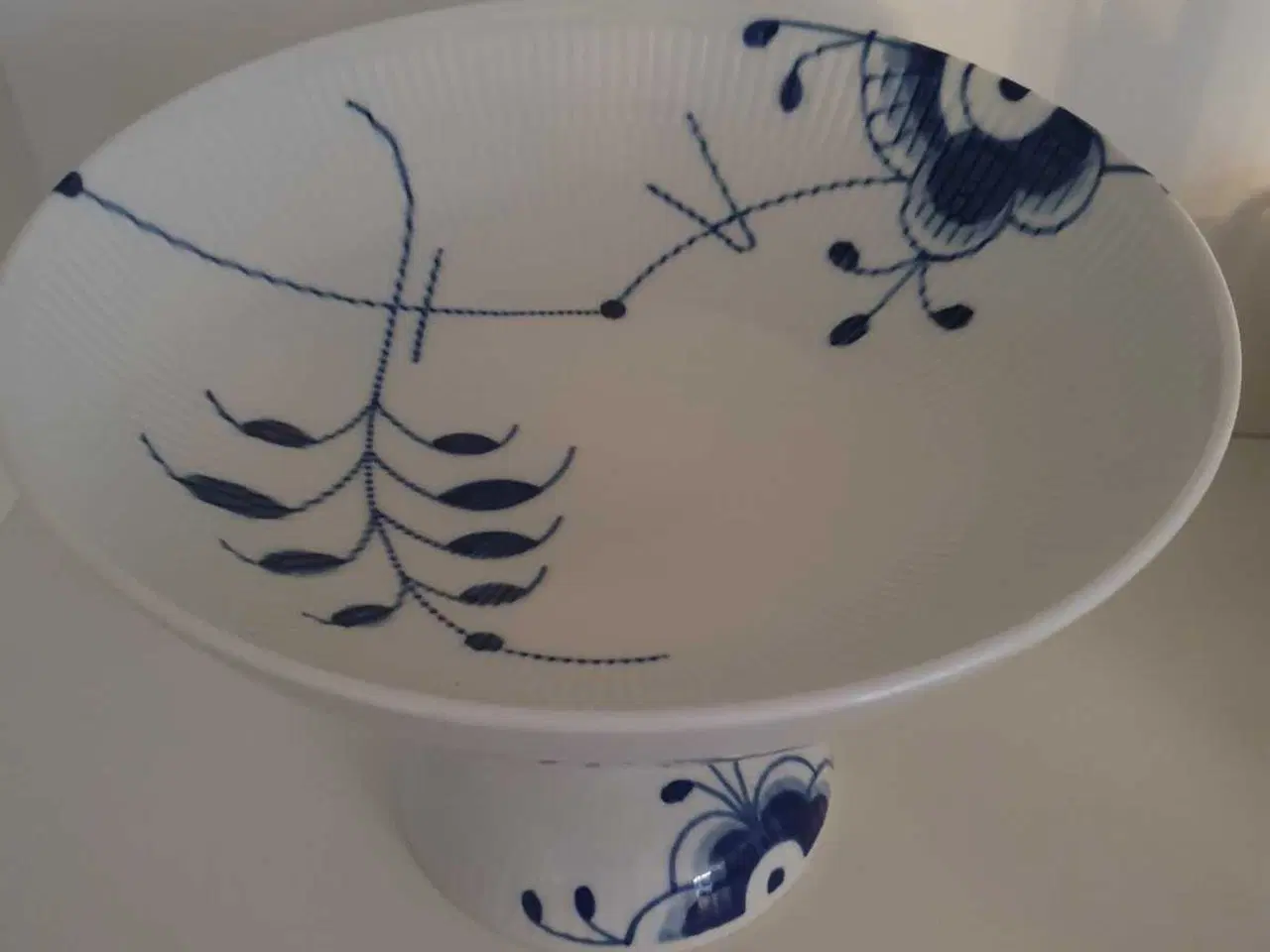 Billede 4 - Blå Mega Riflet opsats/frugtskål.