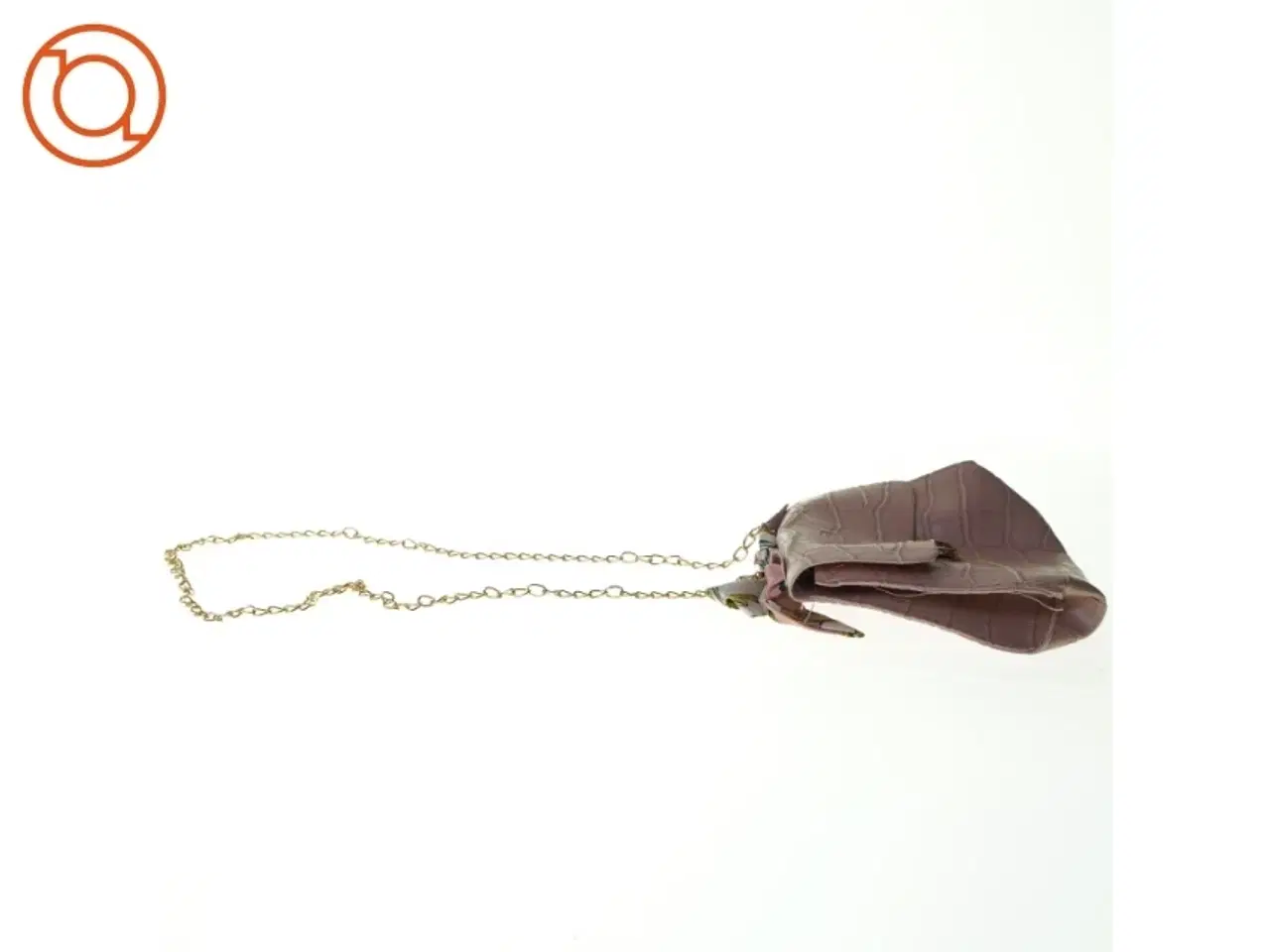 Billede 2 - UBRUGT Krokopræget Crossbody Skulder Taske med tørklæde og guld kæderem (str. 18 x 16 cm)