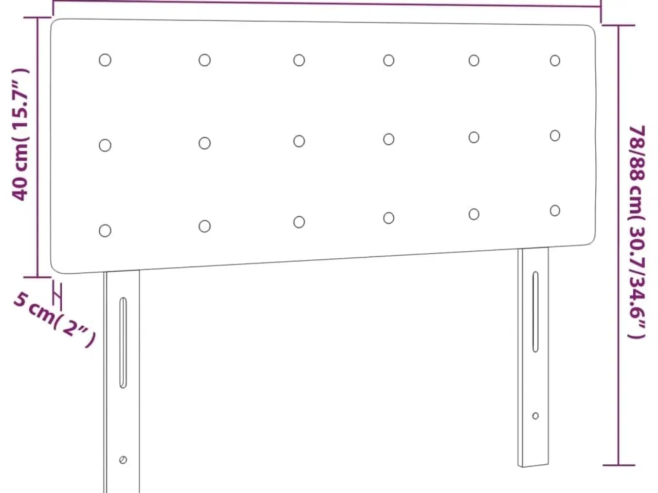 Billede 8 - Sengegavl 90x5x78/88 cm stof mørkegrå