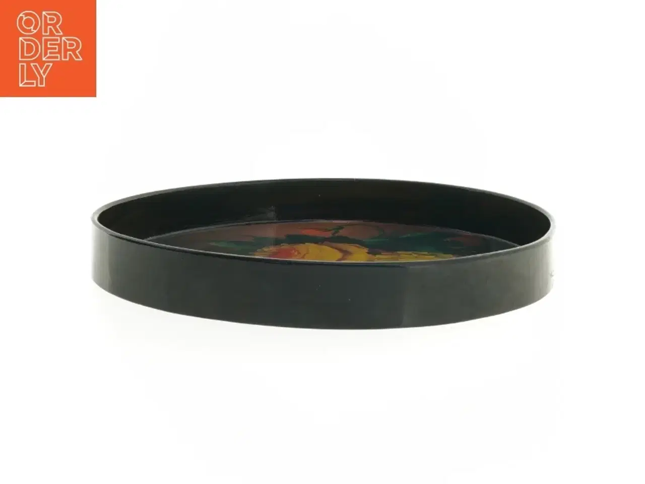 Billede 2 - Rund serveringsbakke med blomstermotiv (str. 30 x 3,5 cm)