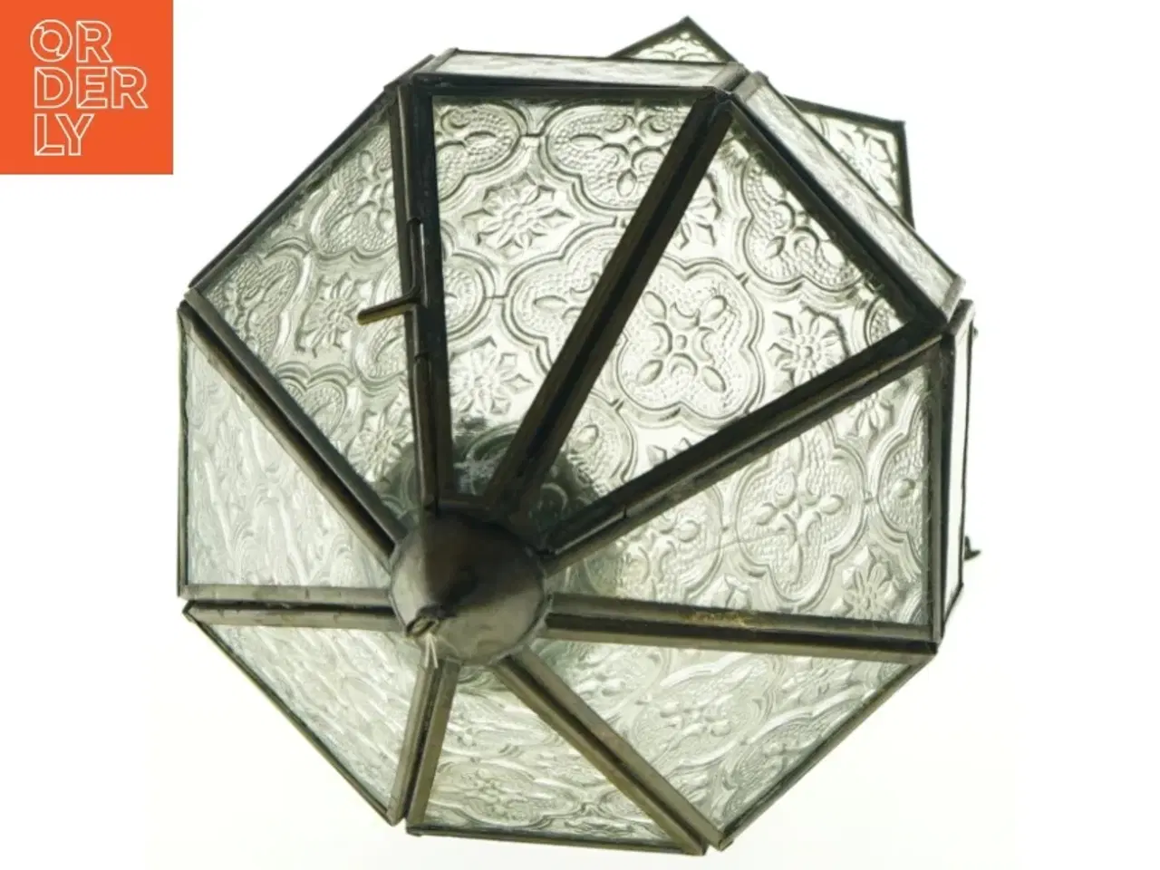 Billede 2 - Glas- og metal hænge lysholder (str. 24 x. 15 cm)