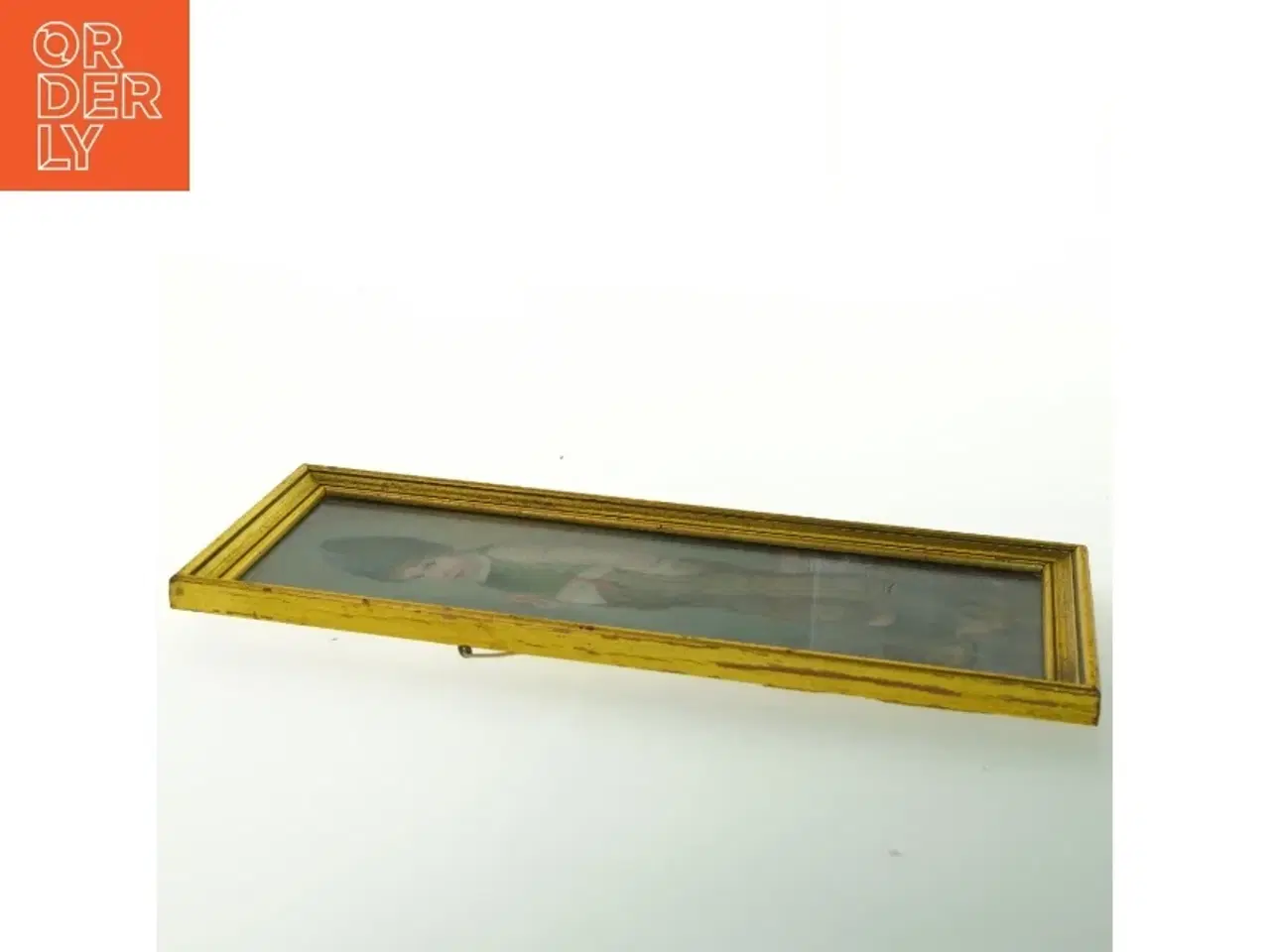 Billede 2 - Billede af dreng med æble i guldramme (str. 31x14,5 cm)