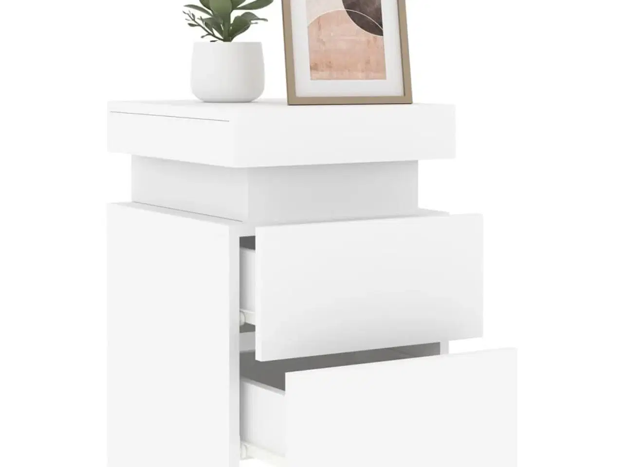 Billede 5 - Sengebord med LED-lys 35x39x55 cm hvid