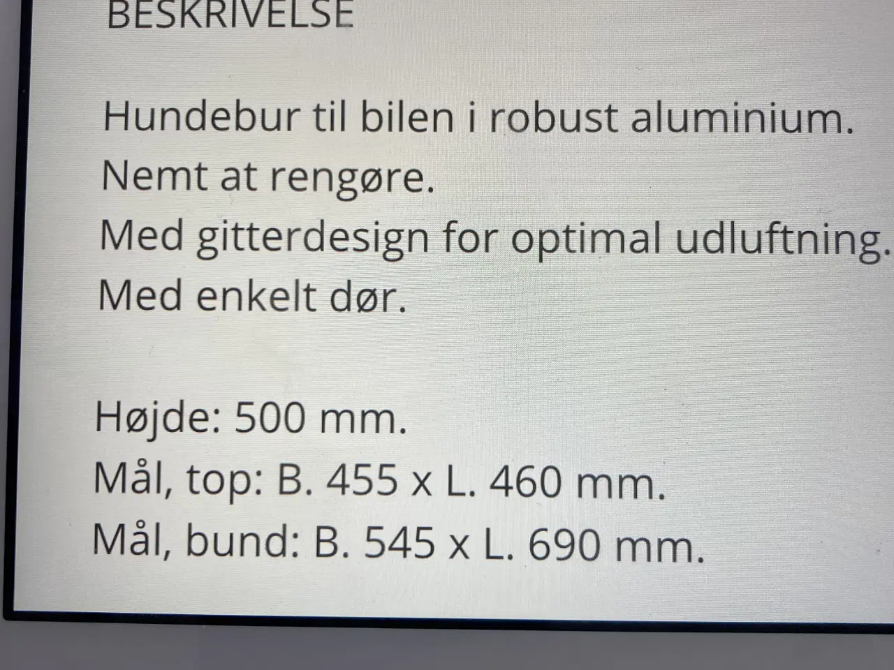 Billede 5 - Hundebur med 1 låge